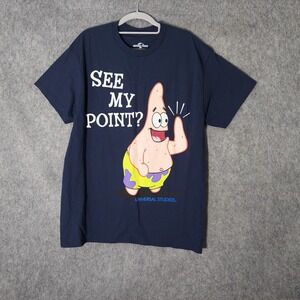 Universal Studios Men T Shirt L Spongebob Patrick See My Point Graphic Short Slv